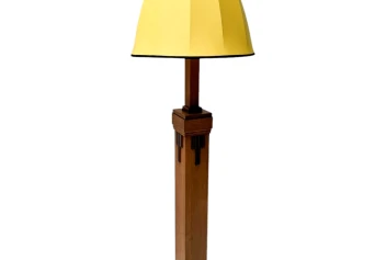 Art Deco Modernist Floor Lamp with Shantung Silk Shade, 1920s